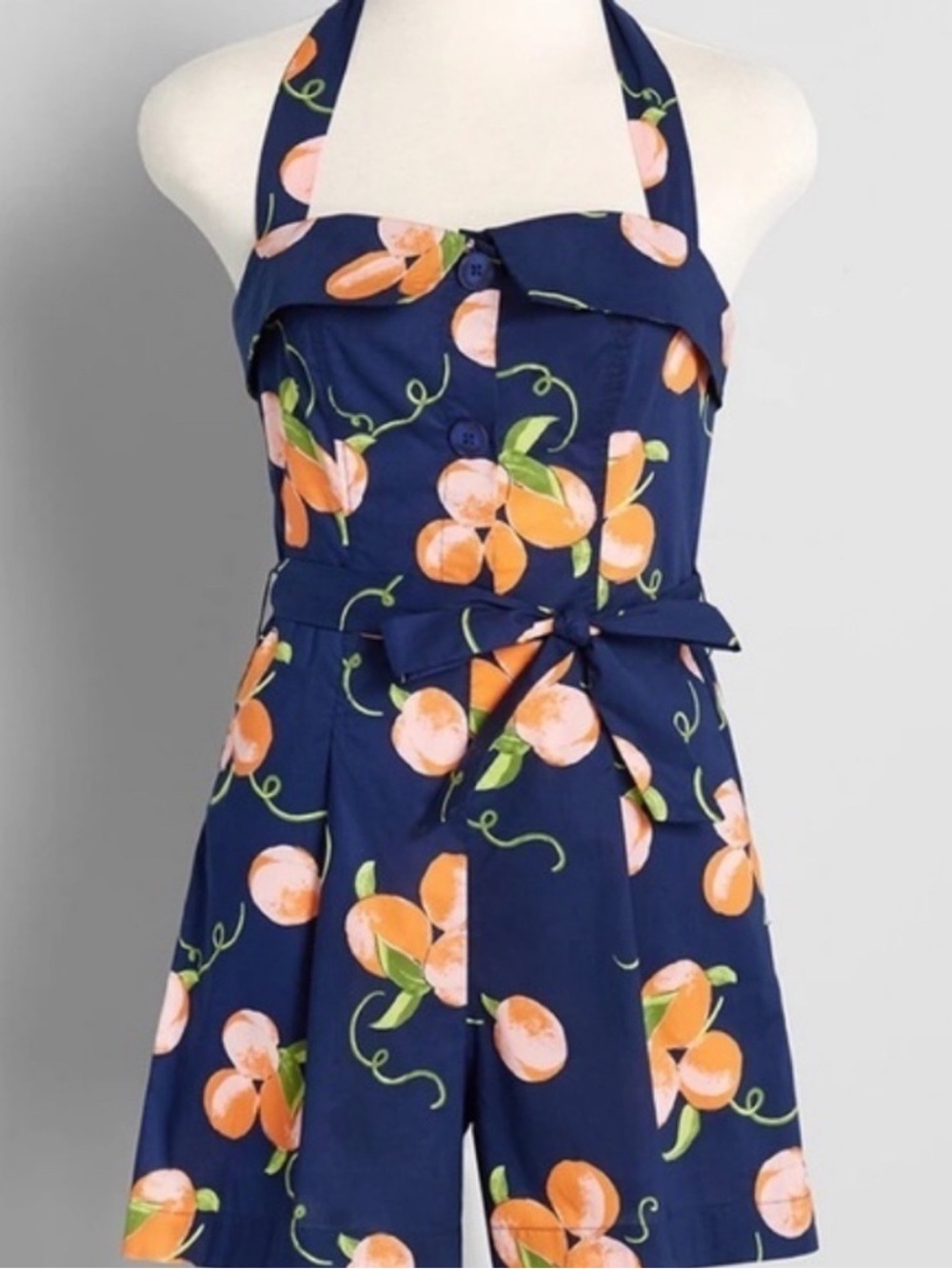 ModCloth Halter-Top Romper with Peach Print